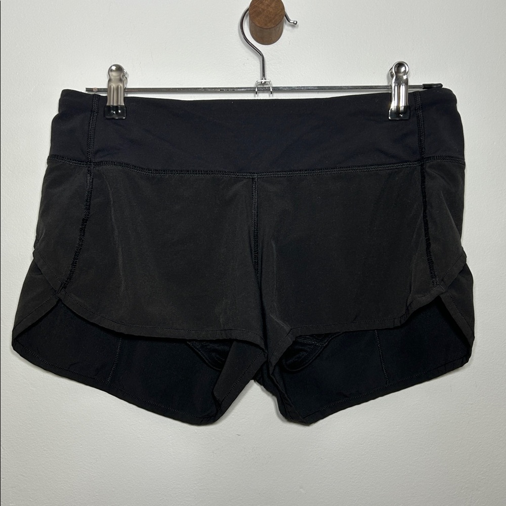 Lululemon Black Speed Up Lined Shorts 2.5" sz 6 - Picture 4 of 8